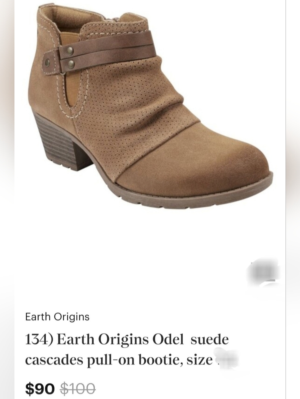 Earth Origins Odel Bone Brown Suede Ankle Booties with Strap Detail US 9 NEW - Picture 2 of 16